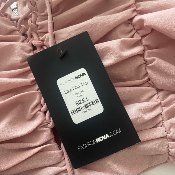 NWT Fashion Nova pink off the shoulder corset crop top size large - Picture 11 of 11